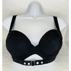 La Senza Swim Suit Bikini Top Push Up Black 34B Wide Adjustable Strap NEW w/Tags